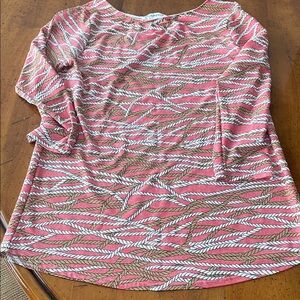 Peck & Peck Pink and White Blouse with 3/4 Sleeves